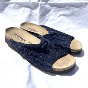 ARCOPEDICO Salute Knit Slide Sandal Cork Footbed Elio Parodi Women’s US 6 Navy